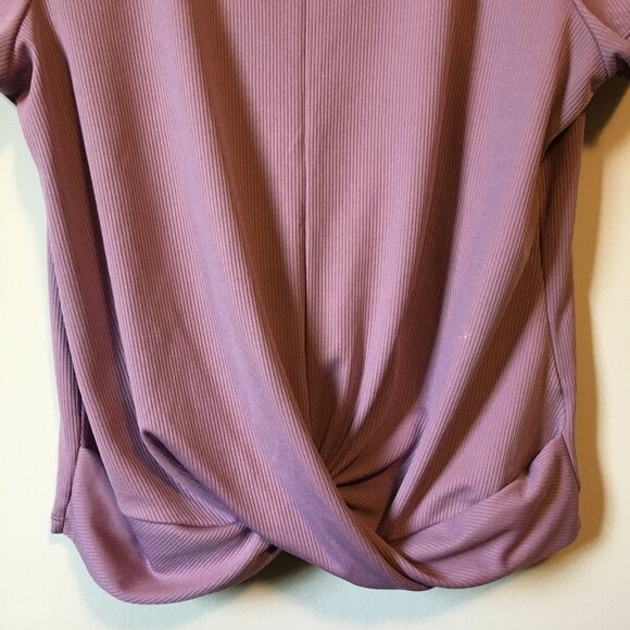 Spalding Lavender Ribbed Twist Hem Short Sleeve Sports Top - Picture 4 of 14